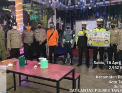 Personil Polres Tanjung Balai Public Spiking Sosialisasi Prokes Dan Ayo Vaksin Cegah Virus Corona 