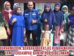 Wakil Sekretaris Partai Demokrat Sumut, Burhanuddin SE Bagikan Beras Kepada Korban Banjir Rob di Belawan