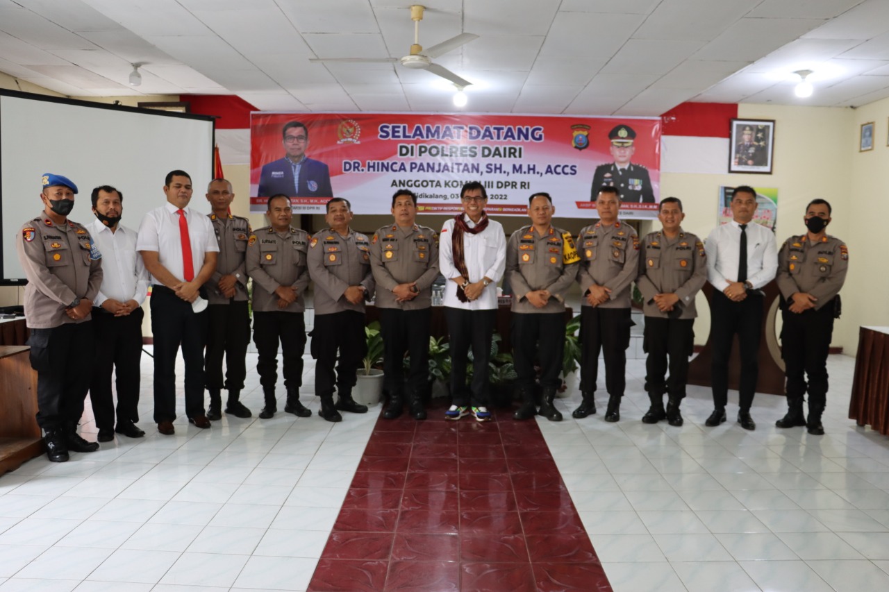 Polres Dairi Terima Kunjungan Kerja Reses Anggota DPR RI Komisi III DR. Hinca Panjaitan, S.H, M.H, ACCS