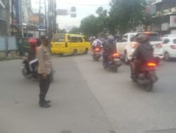 Polrestabes Medan Laksanakan Pengaturan Lalu Lintas Pagi Hari