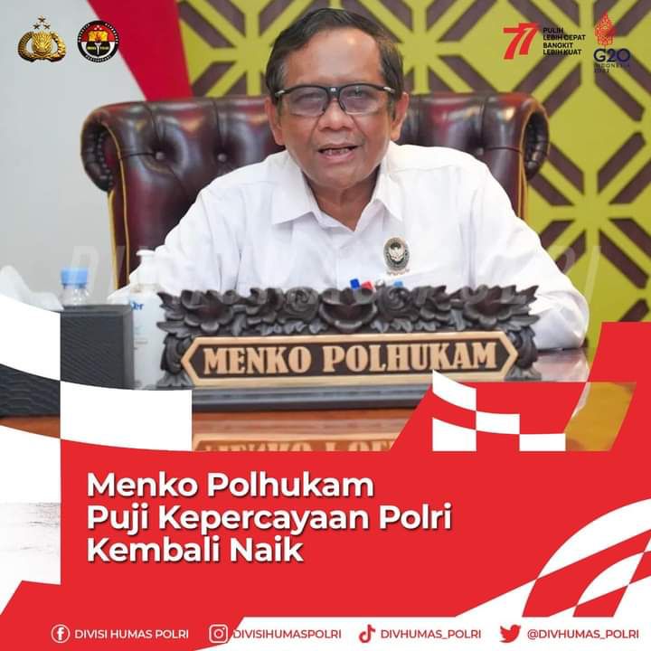 Menko Polhukam Puji Kepercayaan Polri Kembali Naik