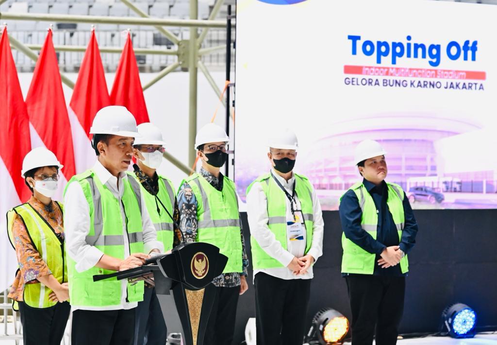 Presiden Jokowi Lakukan Topping Off  Indoor Multifunction Stadium (IMS) Gelora Bung Karno