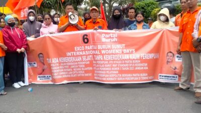 Berlangsung Kondusif, Polrestabes Medan Kawal Aksi Unjuk Rasa Partai Buruh Sumut di Jalan Gatot Subroto