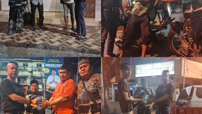 Ketua Pewarta Bagikan Nasi Bungkus Untuk Sahur Kepada Abang Becak, Petugas Jaga Malam dan Gelandangan