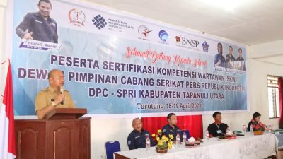 Bupati Taput Resmi Buka Sertifikasi Kompetensi Wartawan Dewan Pimpinan Cabang Sertifikat Pers RI DPC-SPRI Kabupaten Tapanuli Utara