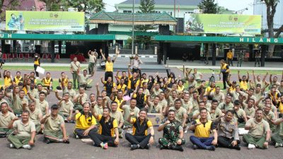 Sinergitas TNI-Polri, Kapolrestabes Medan Gelar Senam Bersama