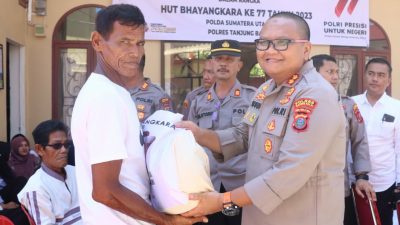 Jelang Hut Bhayangkara ke-77, Polres Tanjung Balai Laksanakan Bulan Bhakti Polri Presisi Bakti Sosial dan Bagikan Sembako