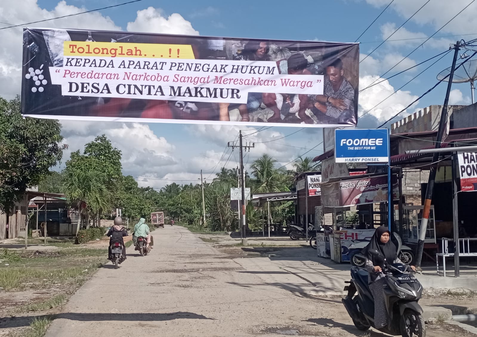 Maraknya Peredaran Narkoba, Warga Panai Hulu Bentang Spanduk