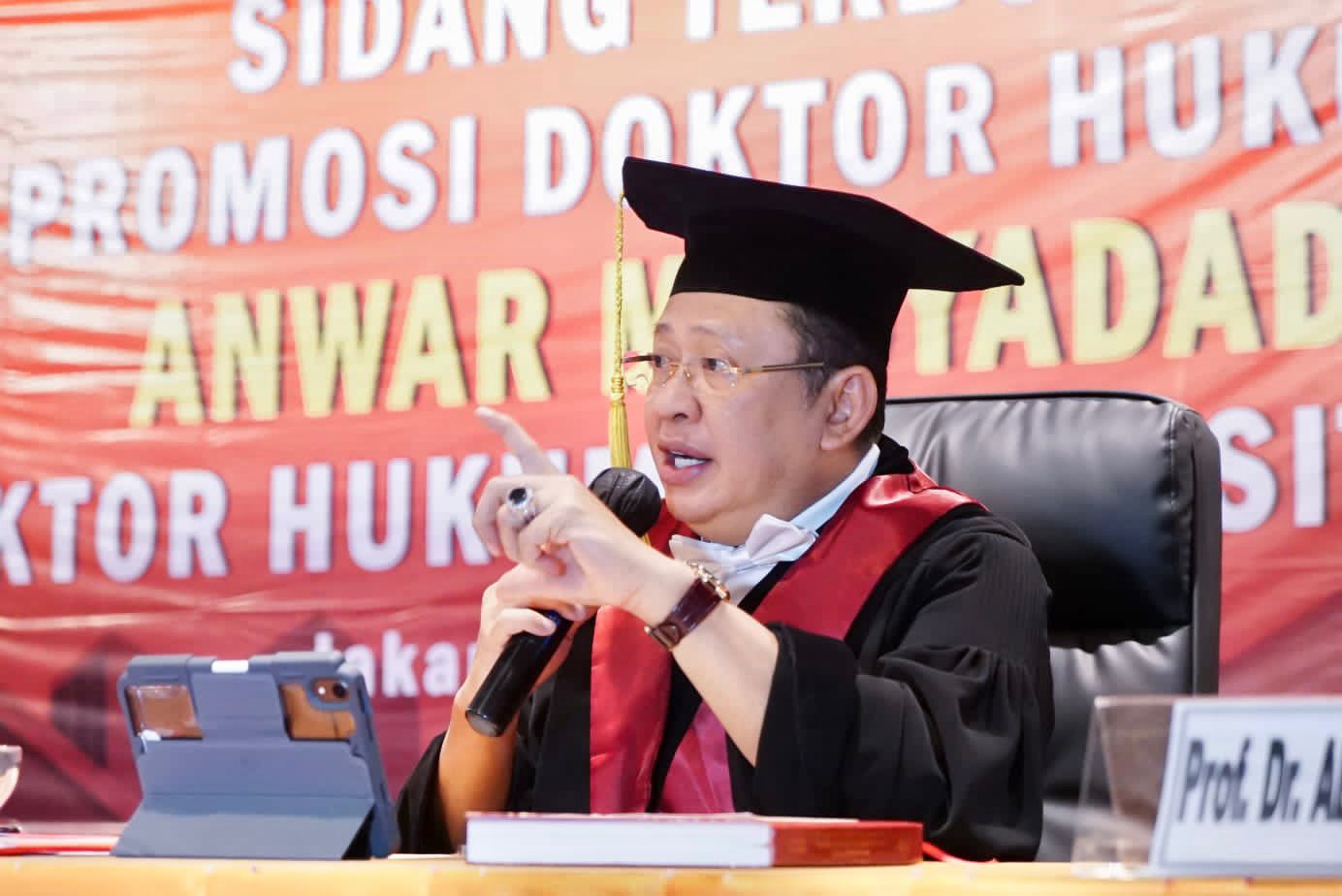 Uji Sidang Terbuka Promosi Doktor Hukum Universitas Borobudur, Ketua MPR RI Bamsoet Dorong Sanksi Bagi Perusahaan Tidak Lakukan CSR