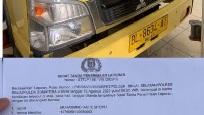 Satu Unit Mobil Truk Hilang Dihalaman Rumah, Ini Kata Kapolsek Binjai Selatan