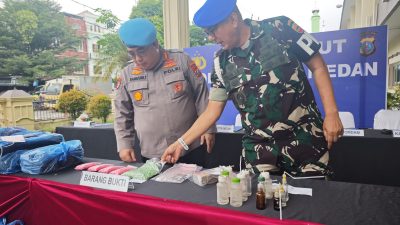 Sinergitas TNI-Polri, Gerebek 2 Sarang Narkoba di Medan