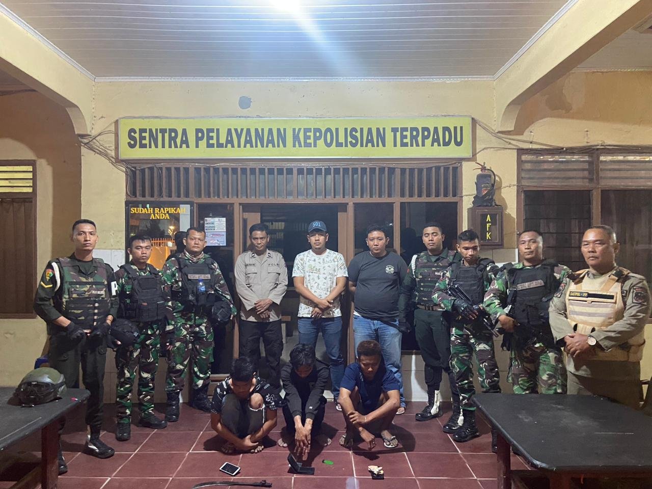 Tiga Anggota Geng Motor Bercelurit Diringkus Denpom I/5 Medan di Tengah Patroli Begal Malam