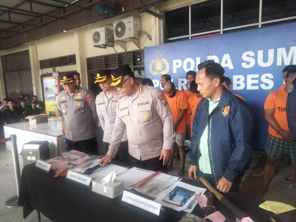 Tekan Aksi Premanisme dan Pungli, Polrestabes Medan Tahan 9 Pemuda Bawa Sajam