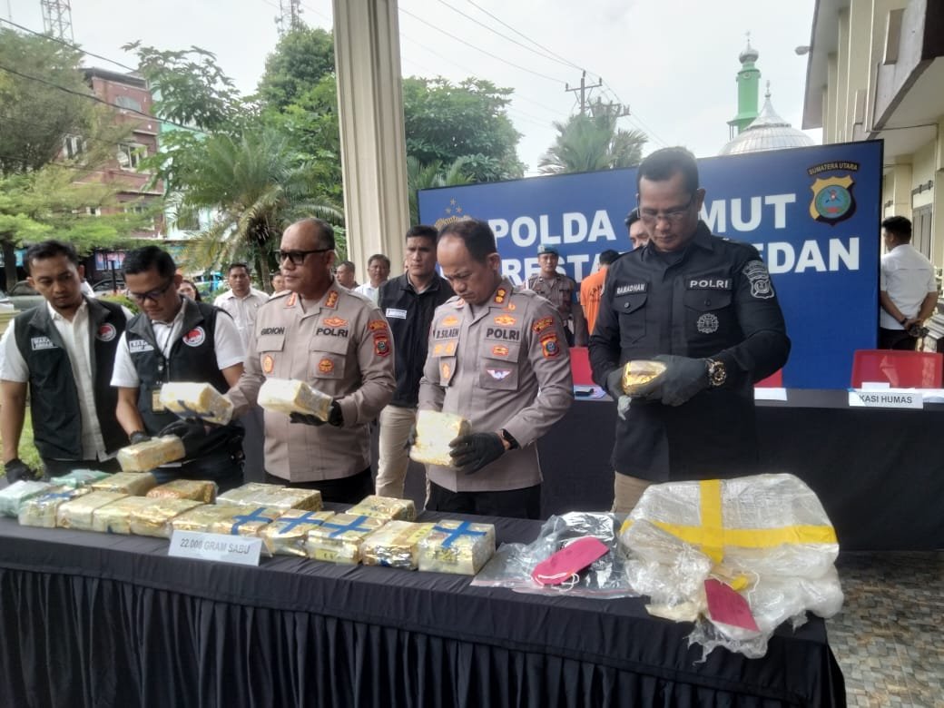Kurir Sabu Jaringan Malaysia Dibekuk di Medan, 22 Kg Barang Bukti Disita