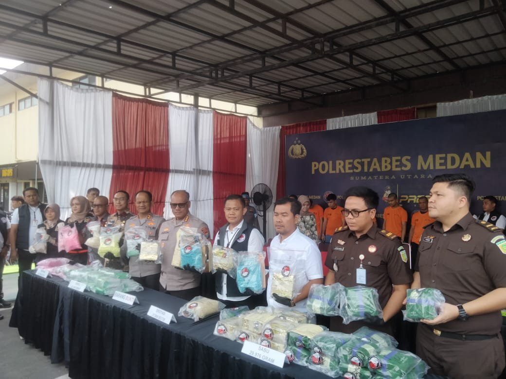 Polrestabes Medan Musnahkan 50 Kg Sabu dan 78 Ribu Ekstasi, 5 Tersangka Jaringan Lintas Daerah Ditangkap