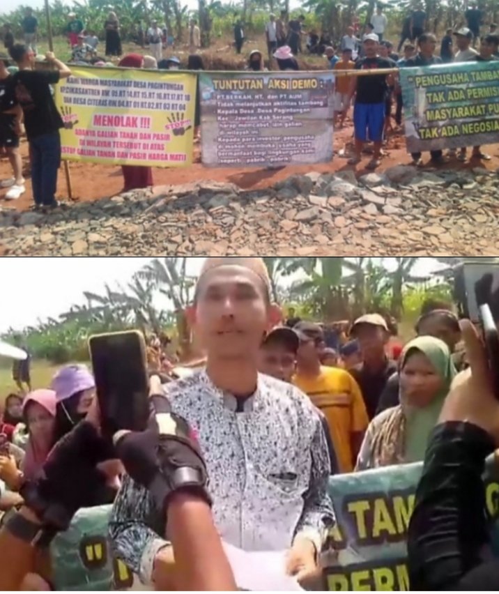Lakukan Demostrasi, Warga Cikasantren Minta Pemerintah Serang Banten Tutup Permanen Keberadaan Tambang di Wilayahnya