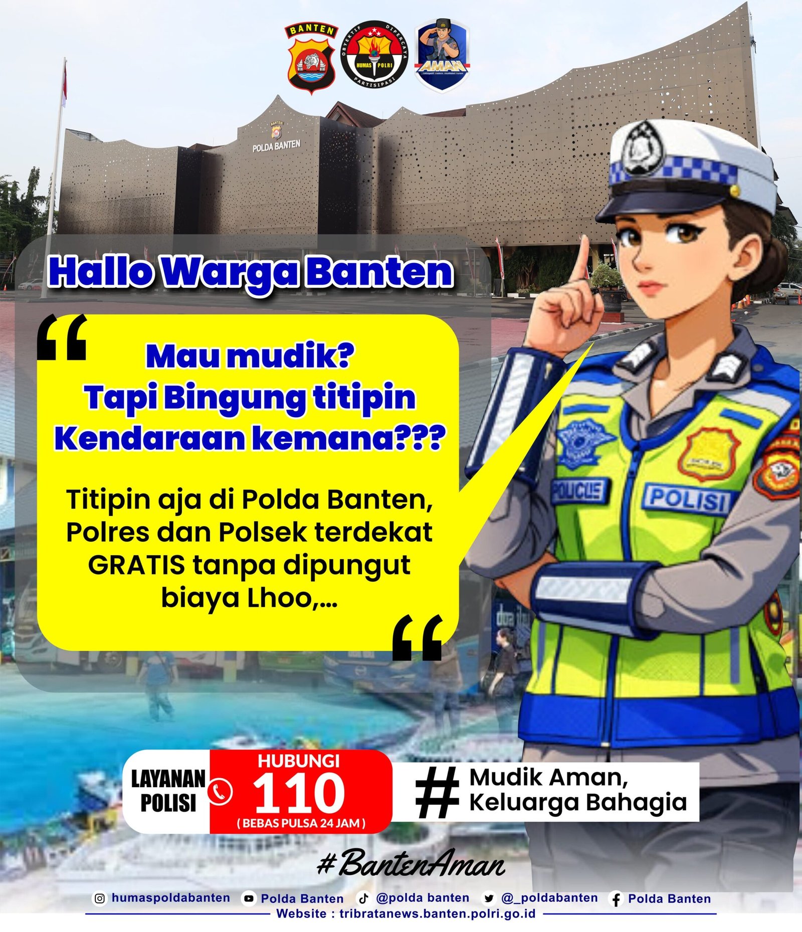 Polda Banten Siapkan Layanan Penitipan Kendaraan Gratis untuk Pemudik Lebaran 2026