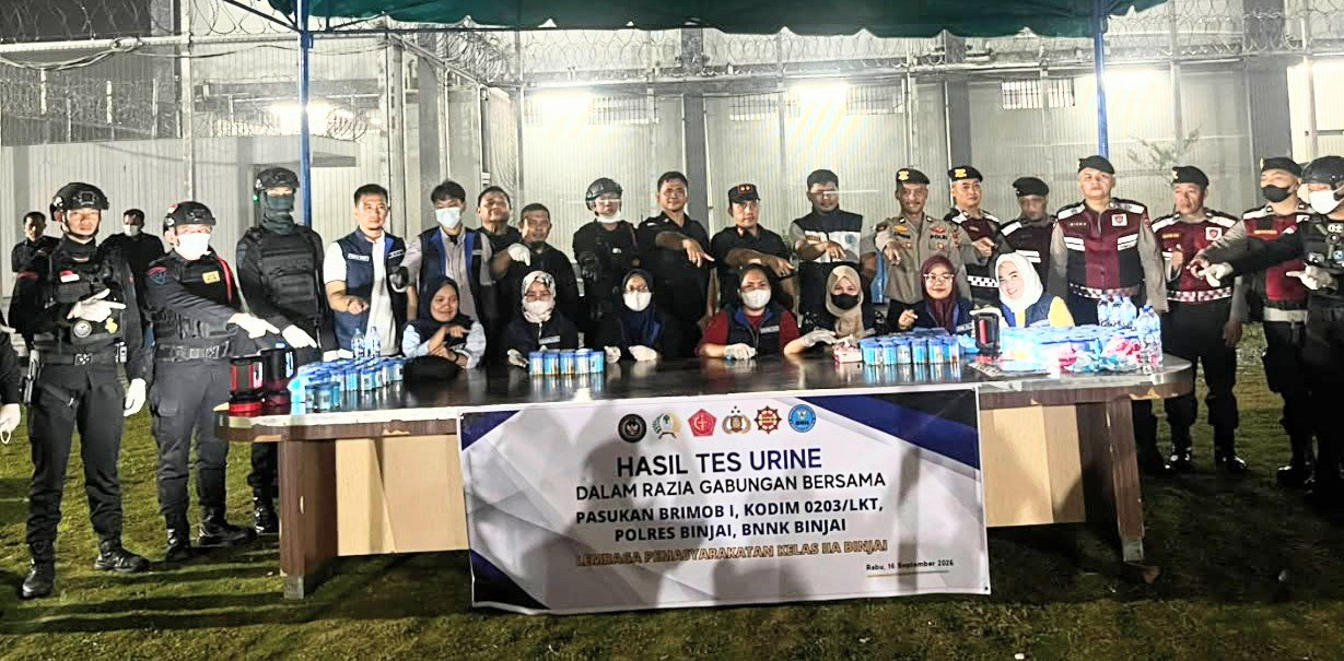 Razia Gabungan Bersama Pasukan Brimob, Kodim, Polres dan BNNK, Lapas Binjai Pastikan Bersih Dari HP dan Narkoba