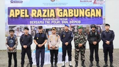 Gandeng Ratusan Pasukan Gegana Brimob, TNI, Polri, BNN, Rutan I Medan Gelar Razia Gabungan Skala Besar dan Tes Urine Warga Binaan