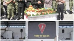 Polres Humbang Hasundutan memberikan surprise sekaligus ucapan selamat Hari Ulang Tahun (HUT) TNI ke-81 Tahun 2026 di Markas Yon TP 955/SP, Simangaronsang, Doloksanggul